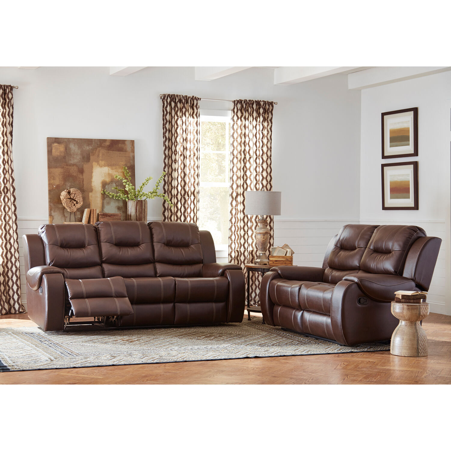 Faux leather reclining sofa set discount